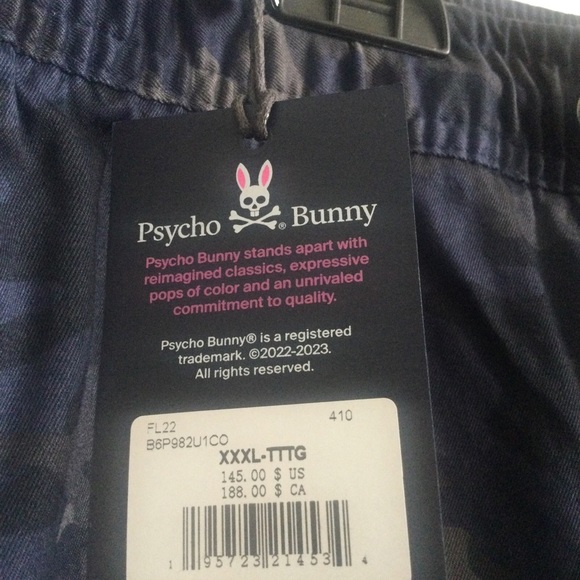 PSYCHO BUNNY CAMOUFLAGE CAMO TWILL JOGGERS DRAWSTRING PULL ON PANTS SIZE 3XL NWT